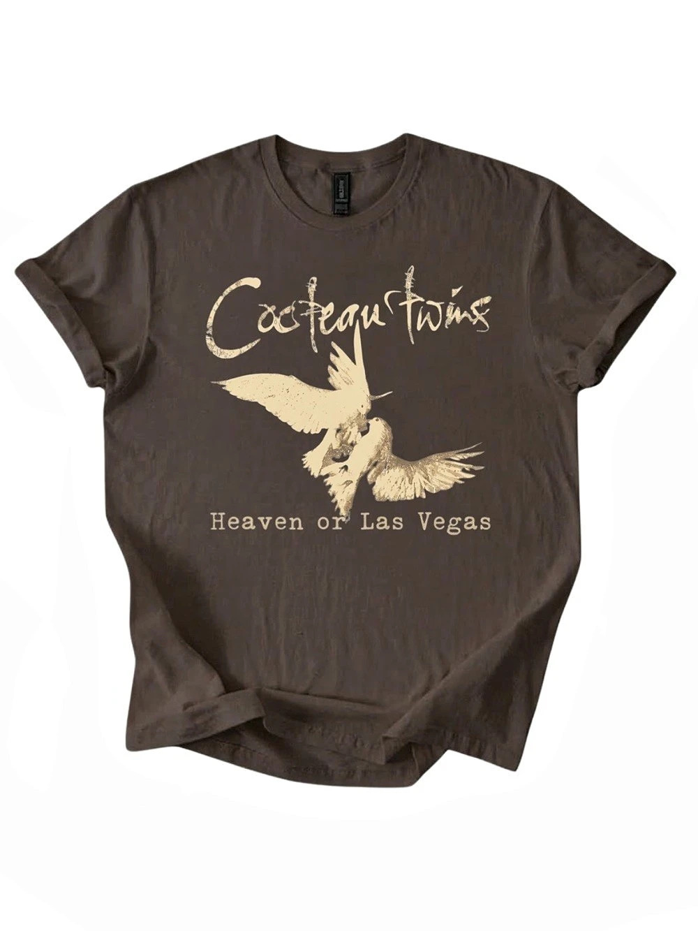 Gildan Cocteau Twins Heaven or Las Vegas Graphic T-Shirt Tee in Brown